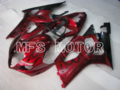 Suzuki GSXR1000 2003-2004 Injection ABS Fairing - Flame - Black Red - MFS2578 - Fairings Kit