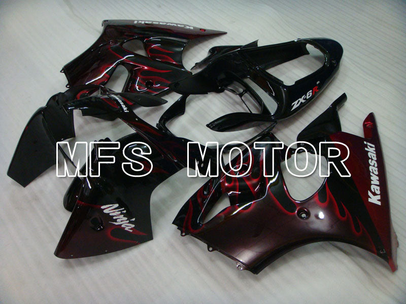 Kawasaki NINJA ZX6R 2000-2002 Injection ABS Fairing - Flame - Black Red - MFS3637 - Fairings Kit