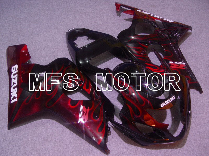 Suzuki GSXR600 GSXR750 2004-2005 Injection ABS Fairing - Flame - Black Red - MFS4730 - Fairings Kit