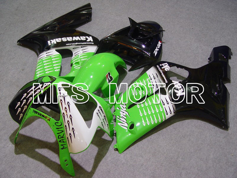 Kawasaki NINJA ZX6R 2003-2004 Injection ABS Fairing - Factory Style - Black Green - MFS5635 - Fairings Kit