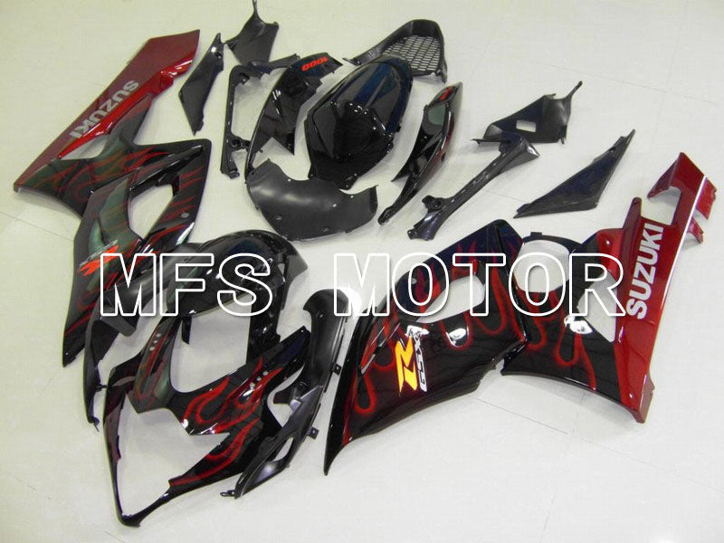 Suzuki GSXR1000 2005-2006 Injection ABS Fairing - Flame - Black Red - MFS5645 - Fairings Kit
