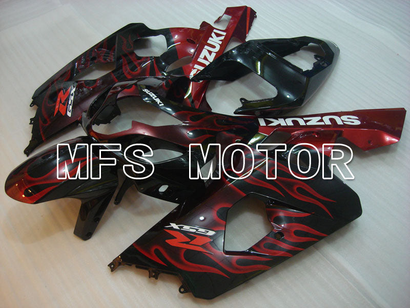Suzuki GSXR600 GSXR750 2004-2005 Injection ABS Fairing - Flame - Black Red - MFS2237 - Fairings Kit