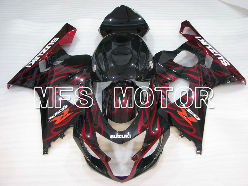 Suzuki GSXR600 GSXR750 2004-2005 Injection ABS Fairing - Flame - Black Red - MFS2319 - Fairings Kit