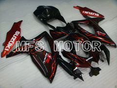 Suzuki GSXR600 GSXR750 2008-2010 Injection ABS Fairing - Flame - Black Red - MFS2442 - Fairings Kit