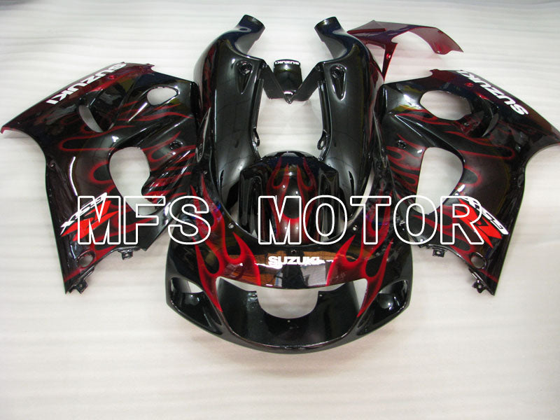 Suzuki GSXR750 1996-1999 ABS Fairing - Flame - Black Red - MFS6880 - Fairings Kit