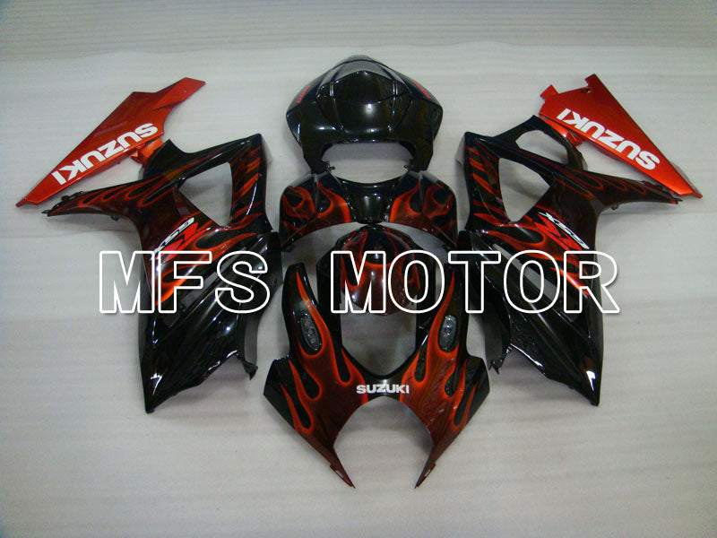Suzuki GSXR1000 2007-2008 Injection ABS Fairing - Flame - Black Red - MFS2668 - Fairings Kit