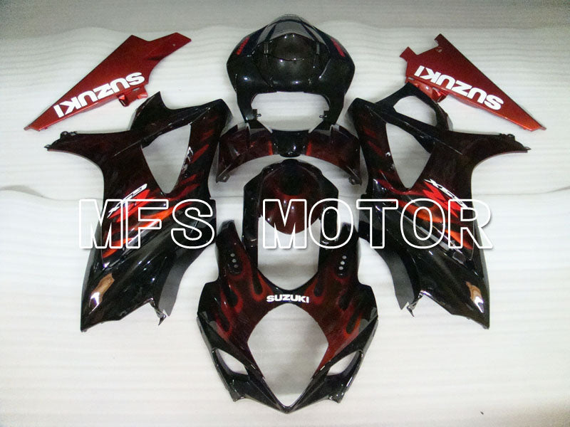 Suzuki GSXR1000 2007-2008 Injection ABS Fairing - Flame - Black Red - MFS2669 - Fairings Kit
