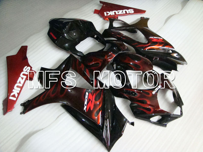 Suzuki GSXR1000 2007-2008 Injection ABS Fairing - Flame - Black Red - MFS2669 - Fairings Kit