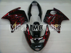 Honda CBR1100XX 1996-2007 Injection ABS Fairing - Flame - Black Red - MFS3247 - Fairings Kit