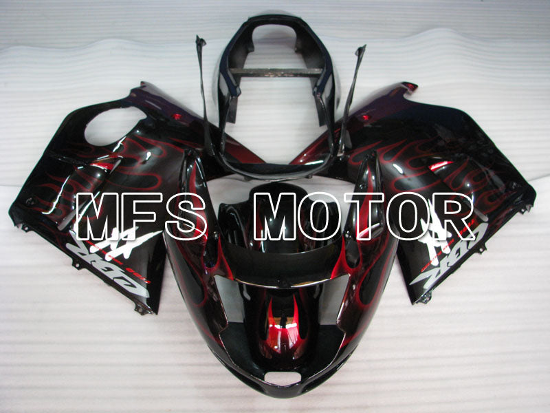 Honda CBR1100XX 1996-2007 Injection ABS Fairing - Flame - Black Red - MFS3249 - Fairings Kit
