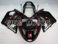Honda CBR1100XX 1996-2007 Injection ABS Fairing - Flame - Black Red - MFS3249 - Fairings Kit