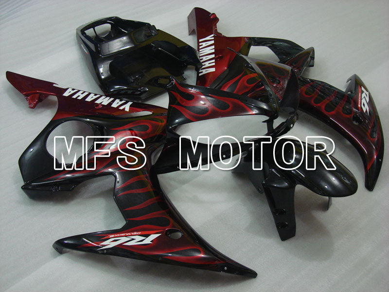 Yamaha YZF-R6 2003-2004 Injection ABS Fairing - Flame - Red wine color Black - MFS3484 - Fairings Kit