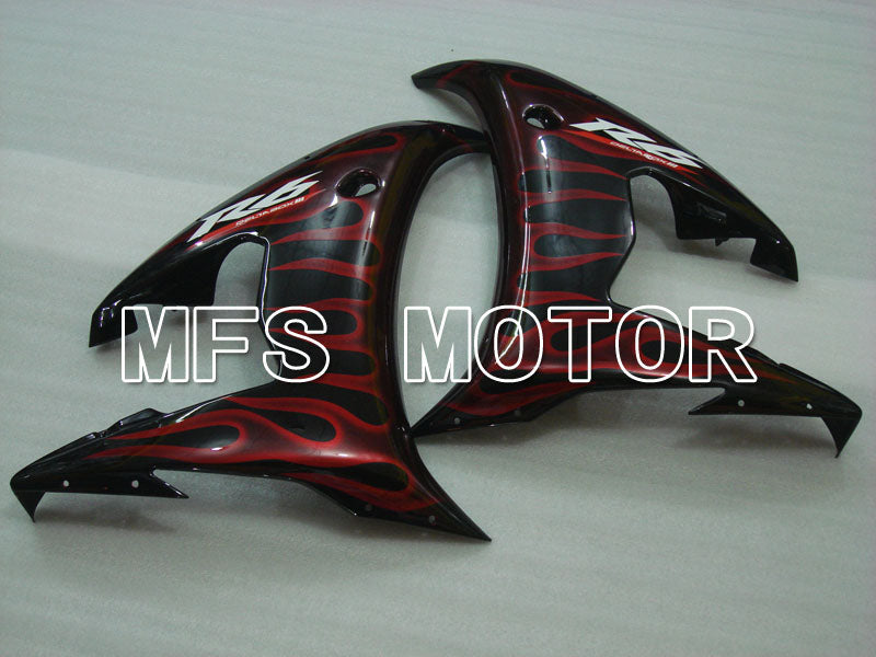 Yamaha YZF-R6 2003-2004 Injection ABS Fairing - Flame - Red wine color Black - MFS3484 - Fairings Kit