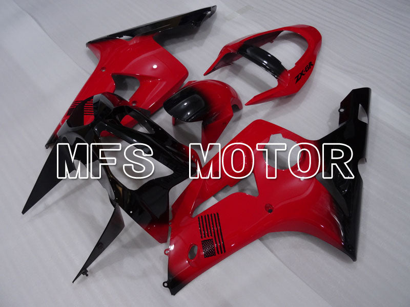 Kawasaki NINJA ZX6R 2003-2004 Injection ABS Fairing - Factory Style - Black Red - MFS3727 - Fairings Kit
