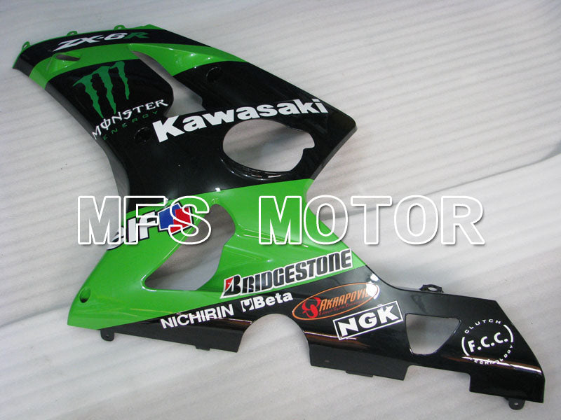 Kawasaki NINJA ZX6R 2003-2004 Injection ABS Fairing - Monster - Black Green - MFS3735 - Fairings Kit