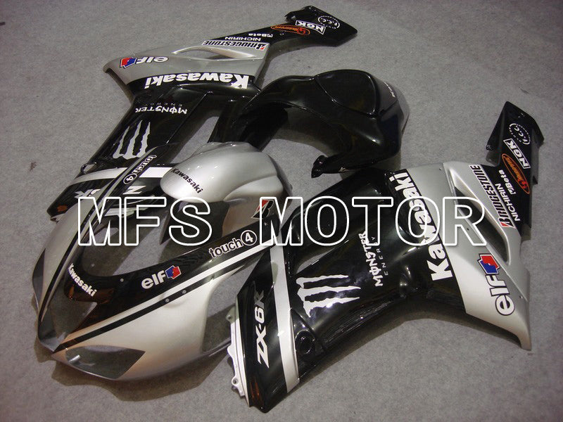 Kawasaki NINJA ZX6R 2007-2008 Injection ABS Fairing - Monster - Black Silver - MFS5772 - Fairings Kit